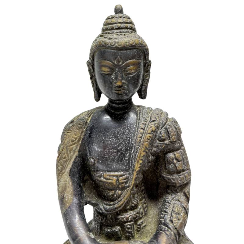 Fire-gilded Himalayan Buddha pair as a devotional set