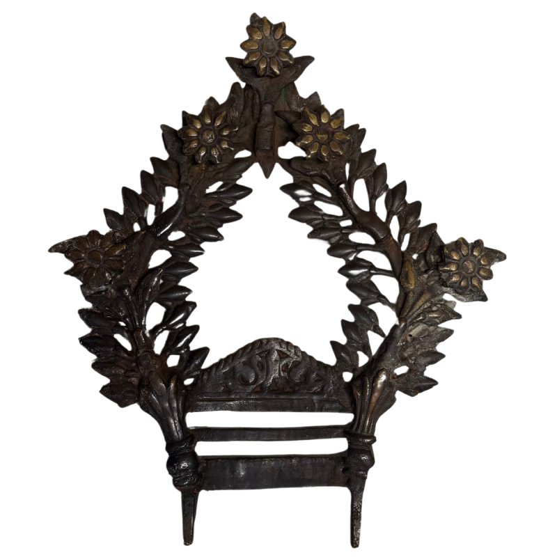 Antique fire-gilded Himalayan Buddha with halo and lotus base
