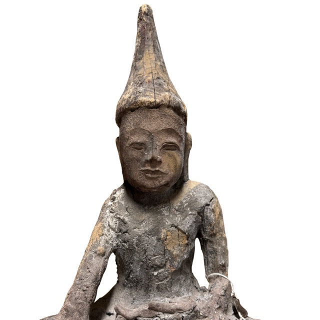 Wabi Sabi Buddha statue from Myanmar with weathered beauty and spiritual significance
