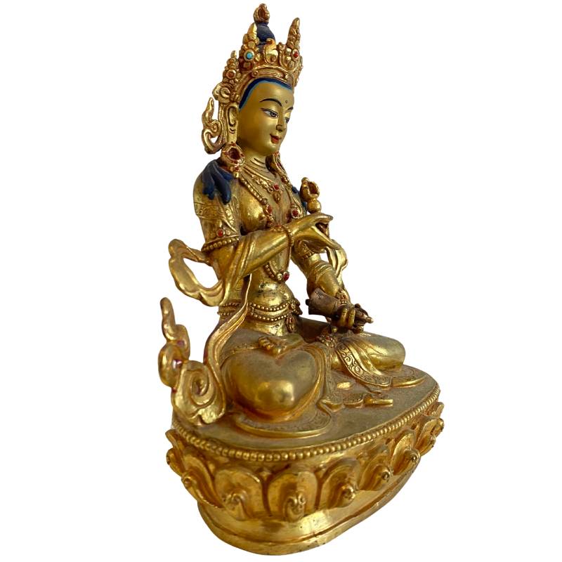 White Tara statue from Nepal in gilded bronze