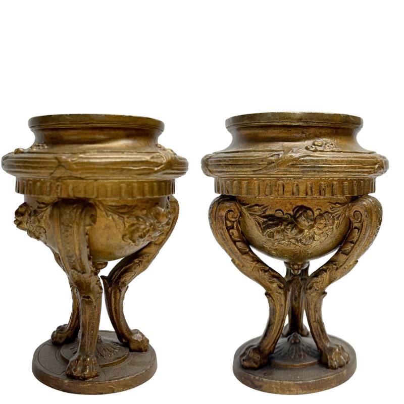 Side view of an antique French bronze table set
