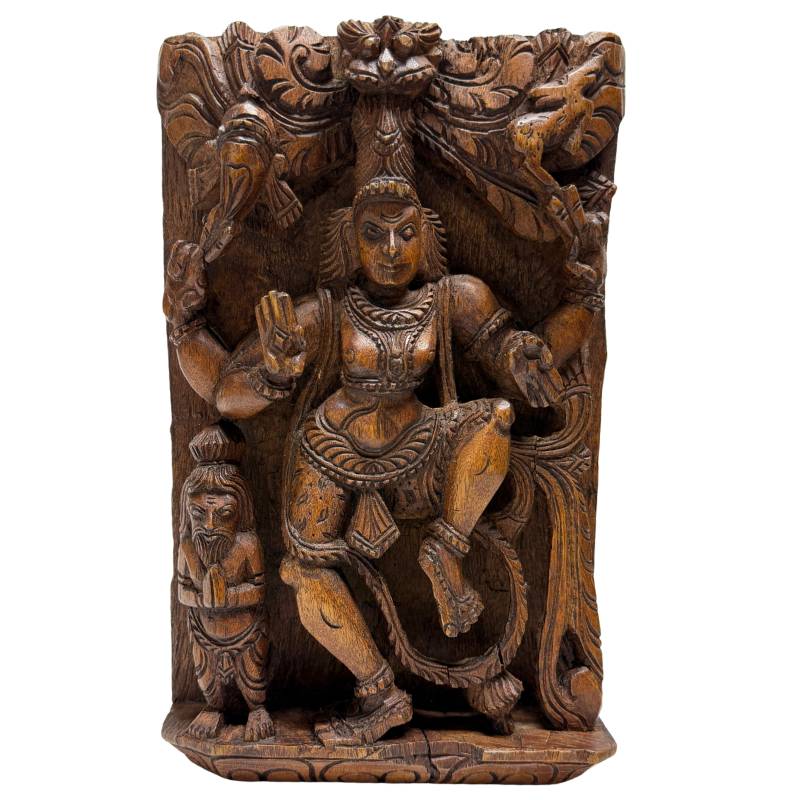 Antique wooden carving of Shiva Nataraja from South India, early 20th century