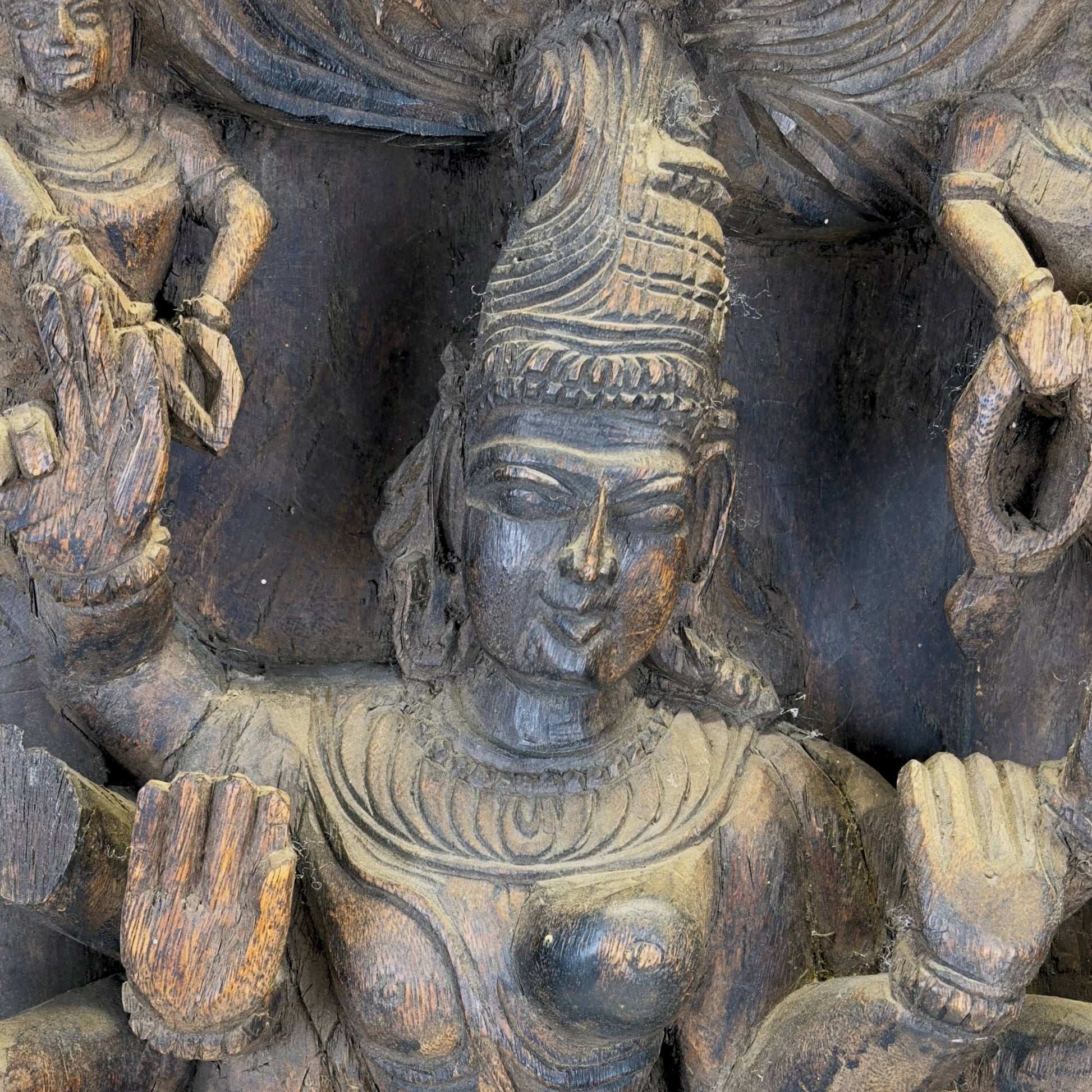 South Indian religious wall panel made of solid hardwood
