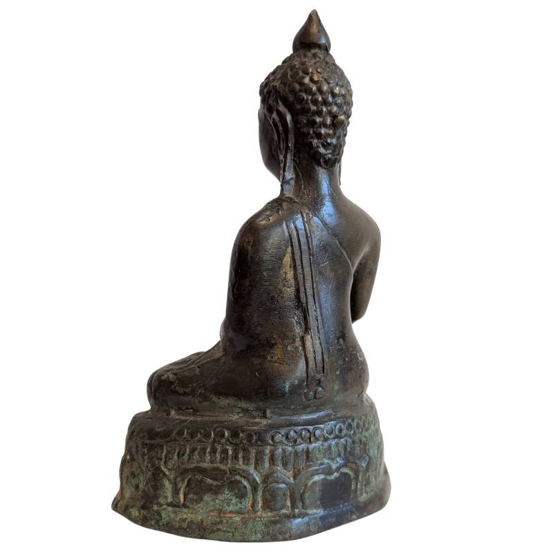 Southeast Asian bronze Buddha statue with patina