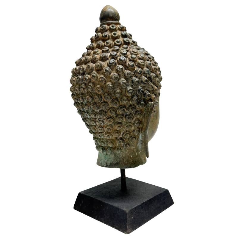 Southeast Asian bronze Buddha head from the 19th century