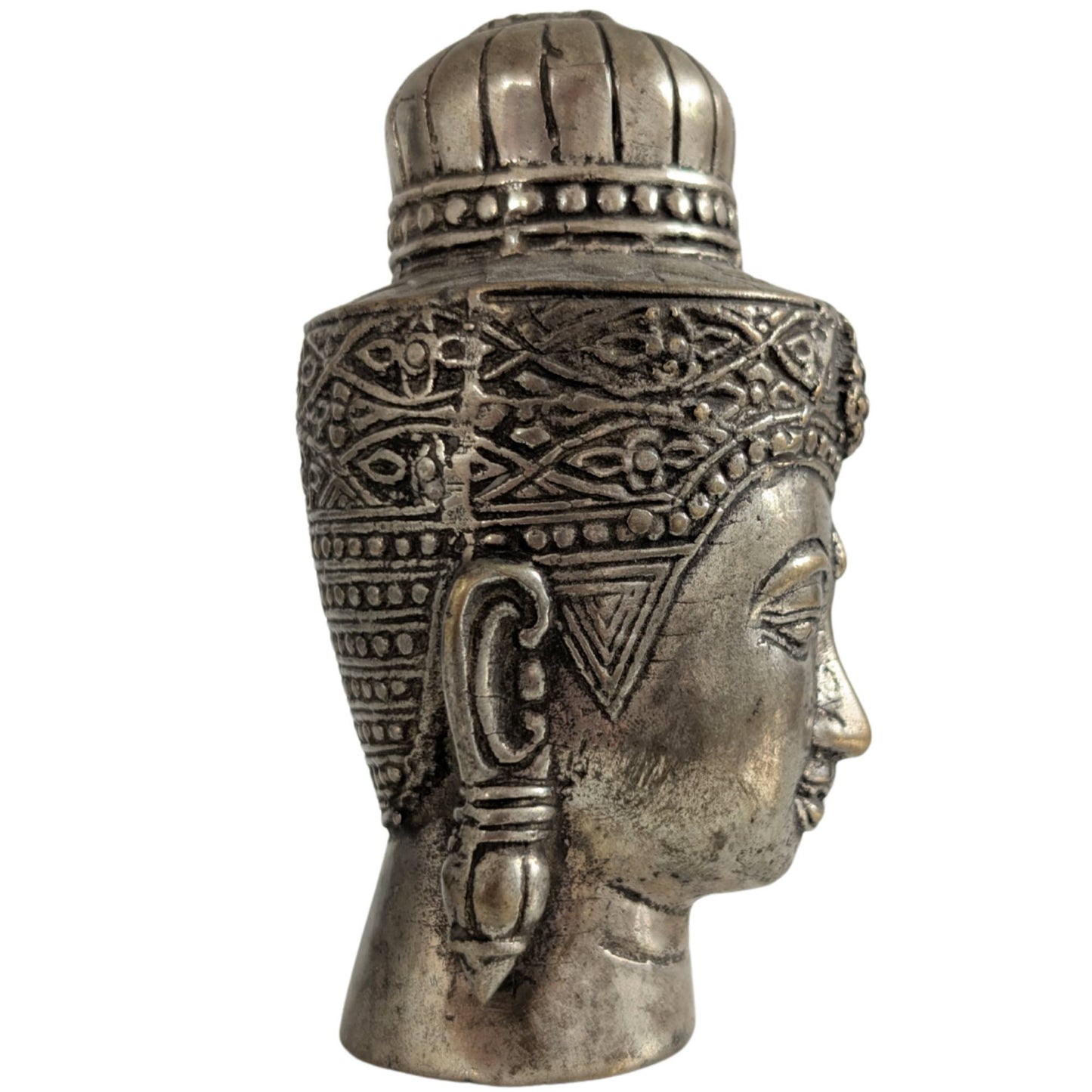 Compact but impressively heavy bronze head, 10 cm high.