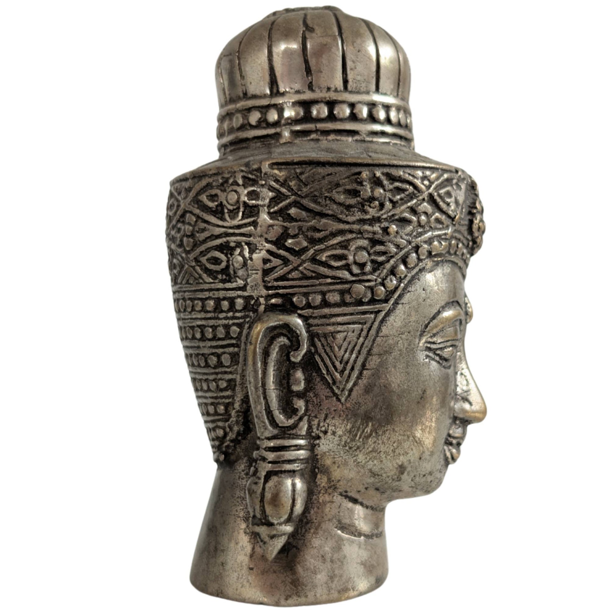 Compact but impressively heavy bronze head, 10 cm high.