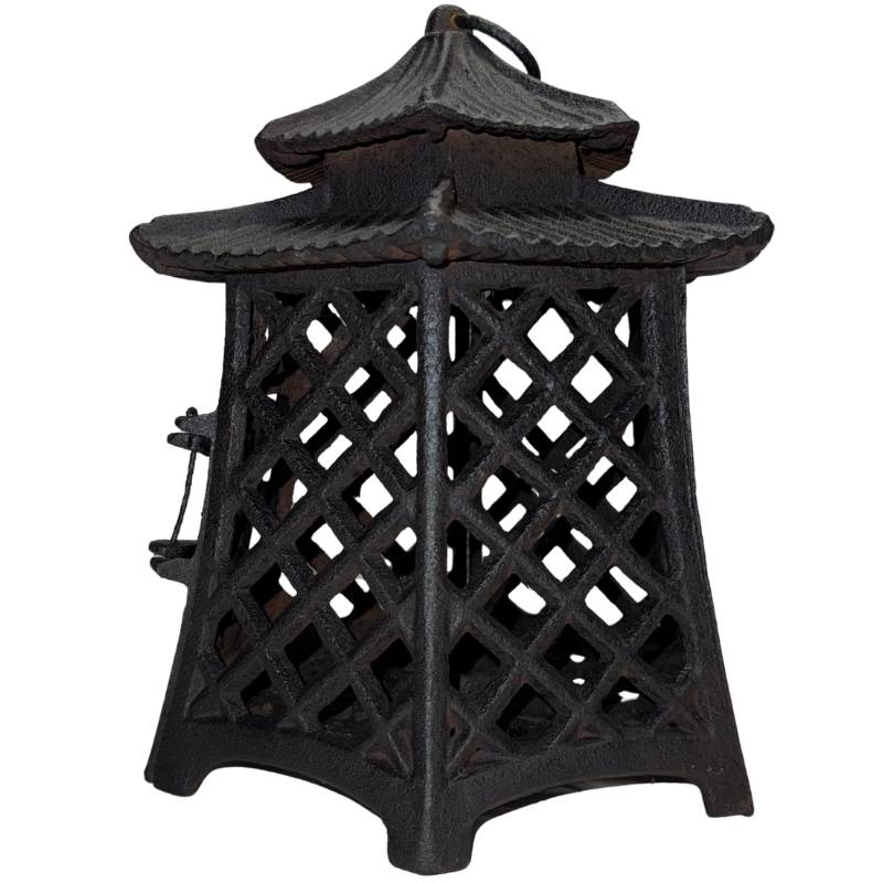 Detail of the heavy cast-iron suspension ring of the antique garden lantern