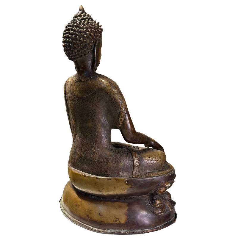 Solid copper Buddha, weight 15.4 kg, heavy casting, rare antique bronze.